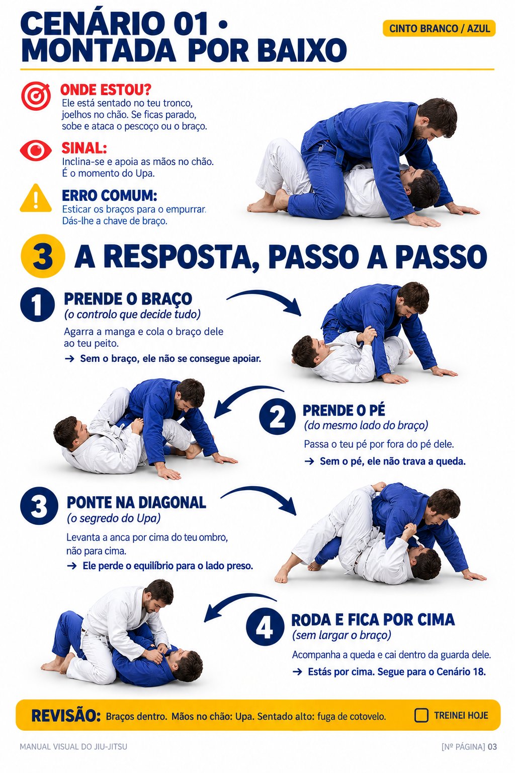 Cenário 01 do manual: montada por baixo, resposta passo a passo